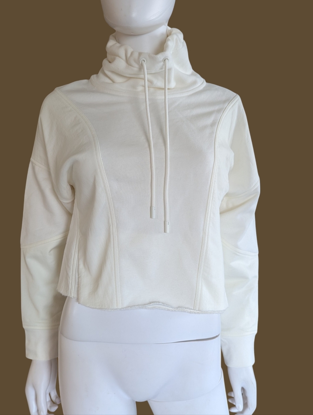 Vince Cream Funnelneck Drawstring Sweater